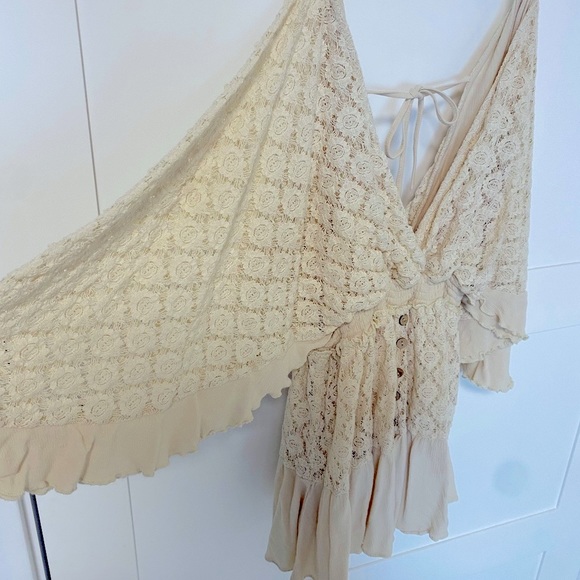 Vici Fly Far Cotton Blend Crochet Dress- Vici Vintage Crochet Romper Dress - Picture 9 of 13